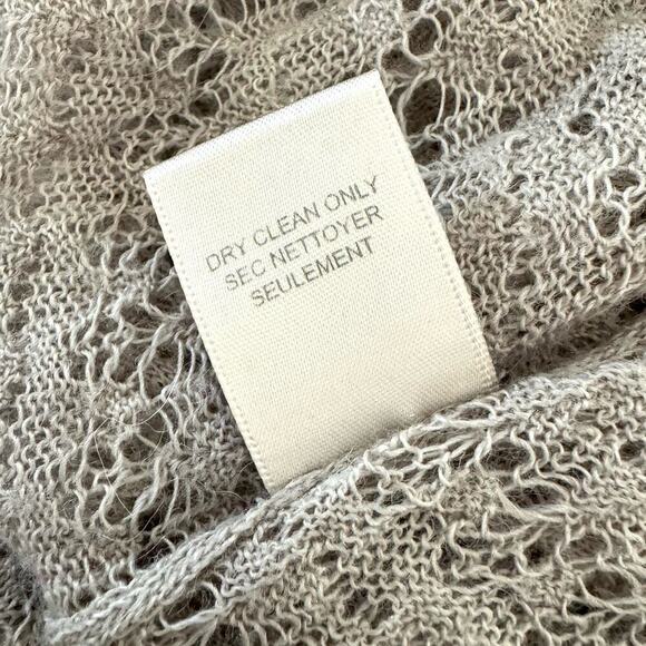 Rebecca Taylor Women’s size LARGE Sweater Open Knit V-Neck Tan Wool Alpaca - Picture 6 of 6